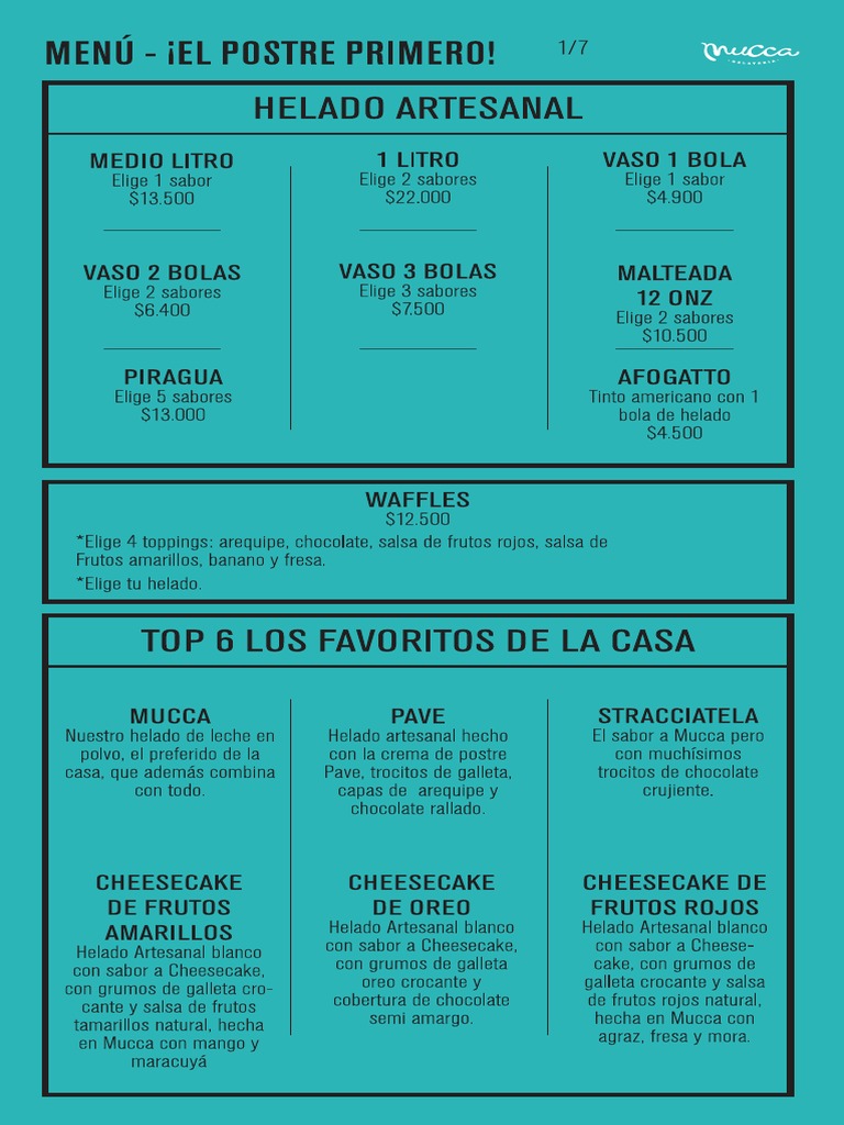Menú Mucca | PDF