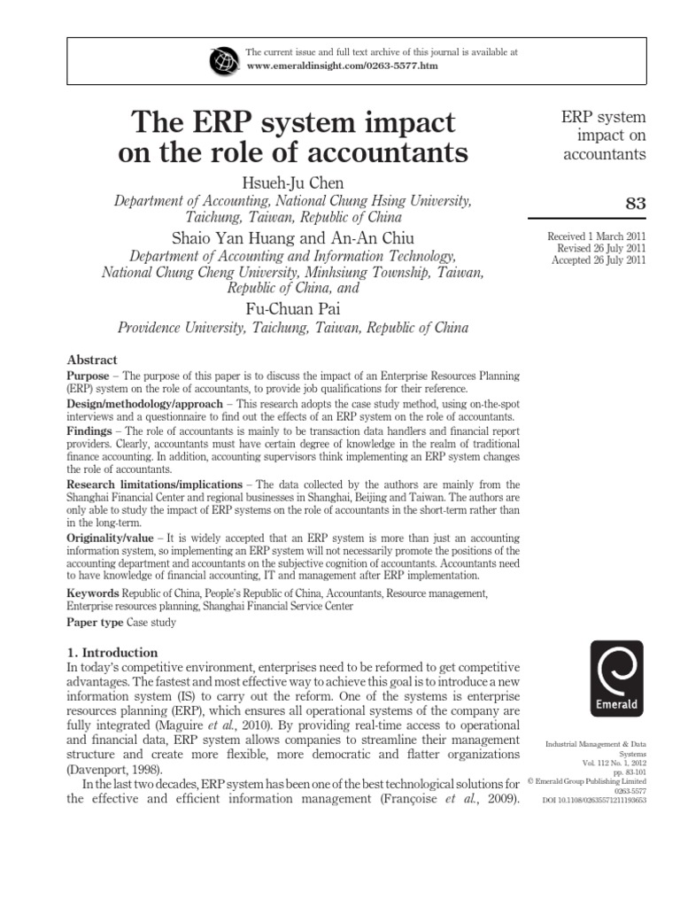 ERP Systems and Accountants' Roles | PDF | Enterprise Resource Planning ...