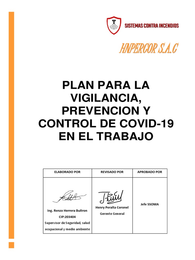 Plan de Control COVID-19 en el Trabajo | PDF | Lavado de manos ...