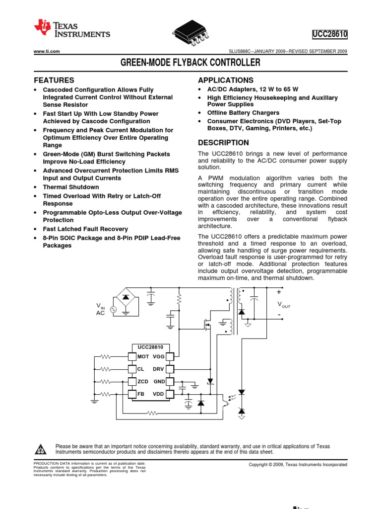 Green-Mode Flyback Controller: Features Applications | PDF ...