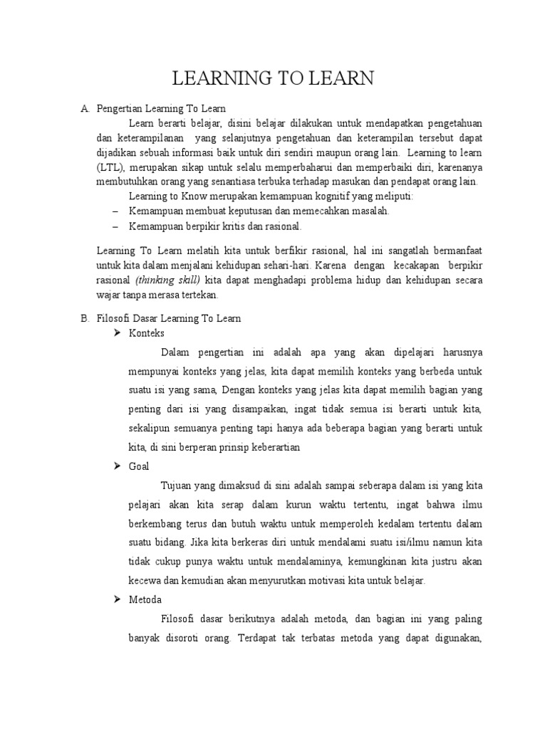 Learning to learn pdf pengembangan diri