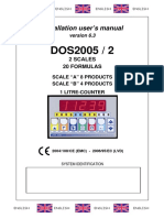 Installation User's Manual: 2 Scales 20 Formulas