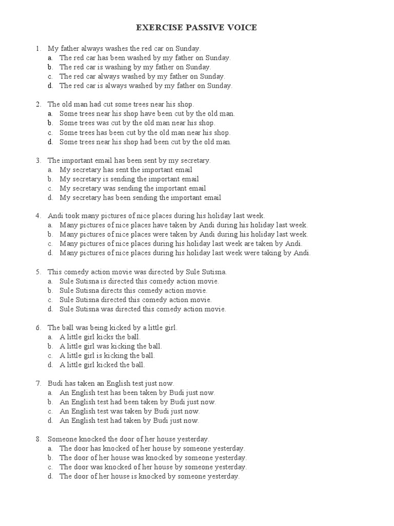 Exercise Active Passive Voice | PDF