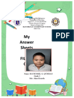 My Answer Sheets in Filipin O2: Name: Roj Russel G. Quindao Grade 2 Mrs. Alma Escarda