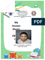 My Answer Sheets in Englis H2: Name: Roj Russel G. Quindao Grade 2-ESCARDA