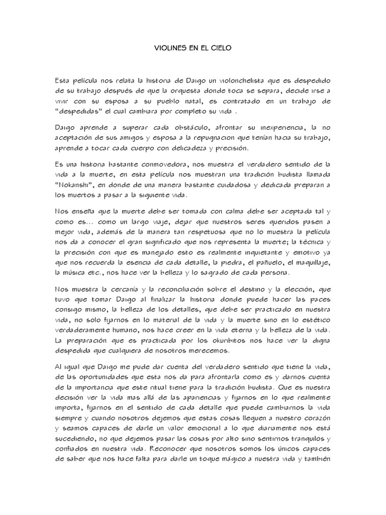 Ensayo Violines en El Cielo PDF