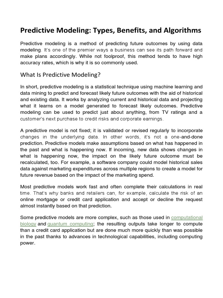 Predictive Modeling | PDF | Predictive Analytics | Analytics