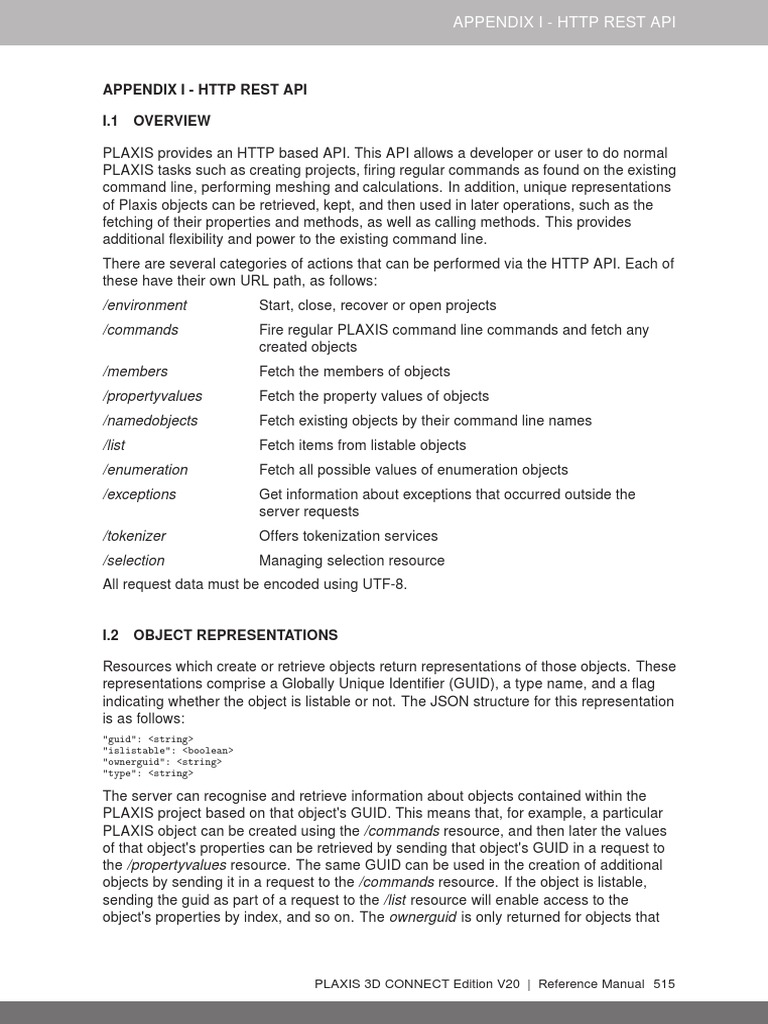 PLAXIS HTTP REST API Guide | PDF | Json | Hypertext Transfer Protocol