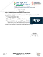 Public Notice 23 June 2022 Subject: VI Corrigendum-Common University Entrance Test (CUET - (PG) 2022)