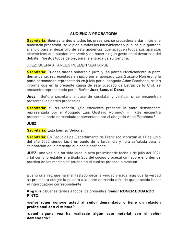 Guion de Audiencia Preliminar | PDF | Justicia | Crimen y violencia
