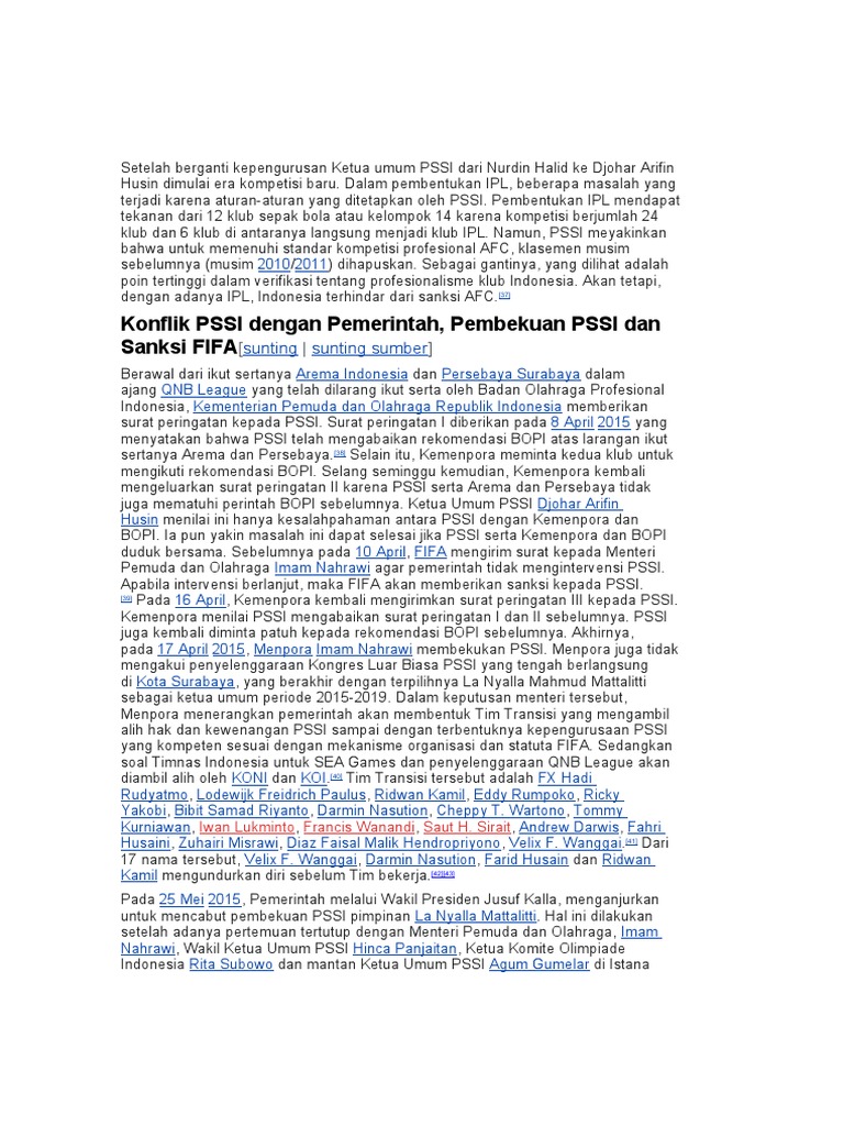 Konflik PSSI dan Sanksi FIFA | PDF