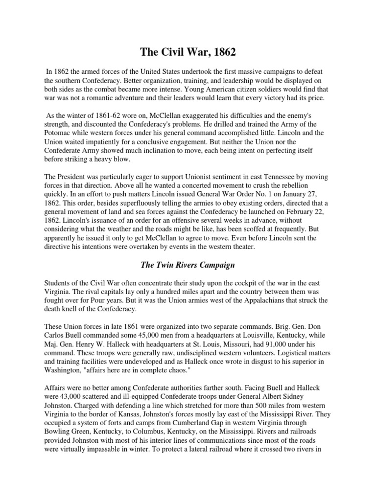 Civil War 1862 | PDF | George B. Mc Clellan | Battle Of Shiloh