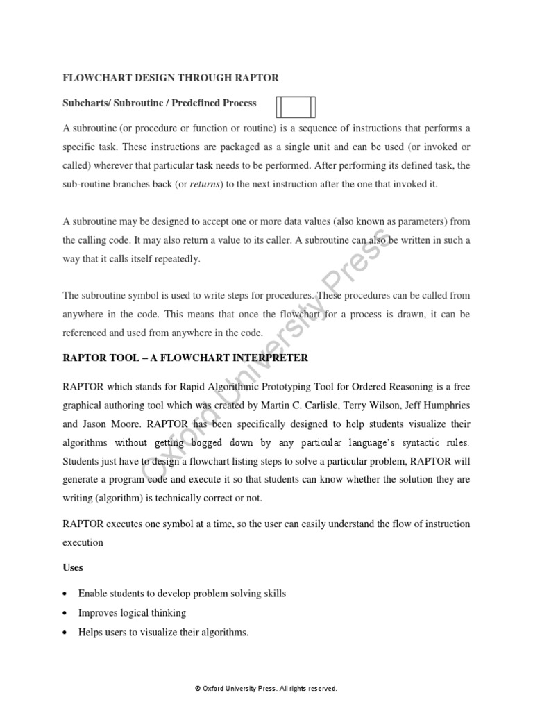Oxford University Press: Flowchart Design Through Raptor Subcharts ...