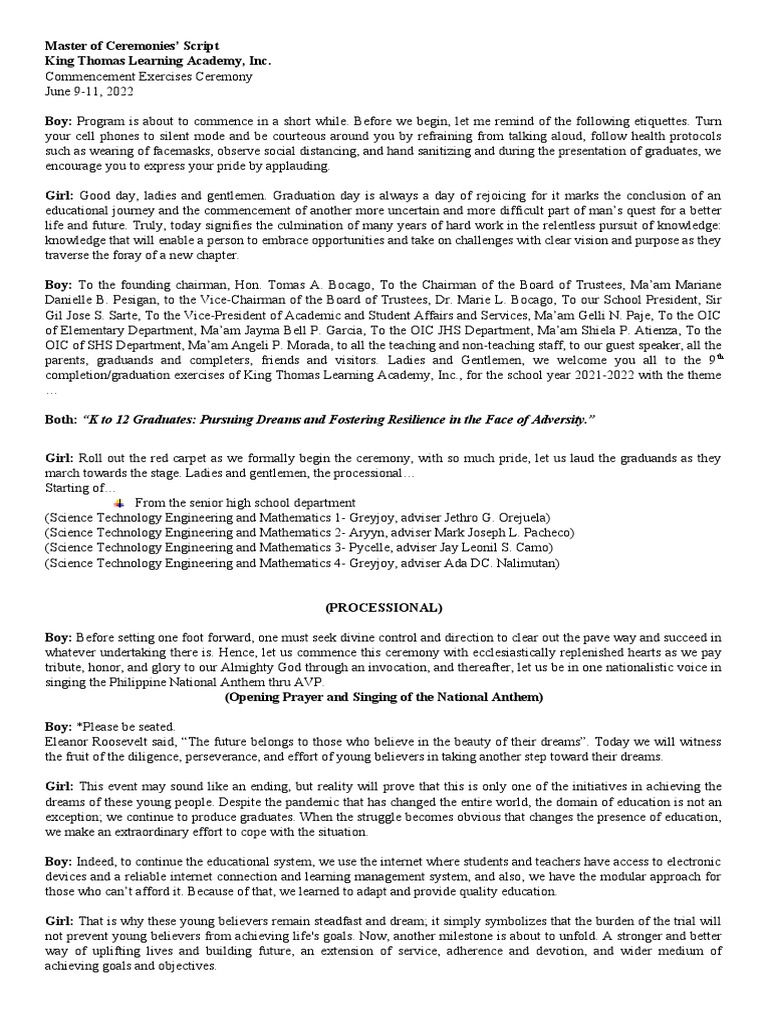 2022 Grad Script | PDF
