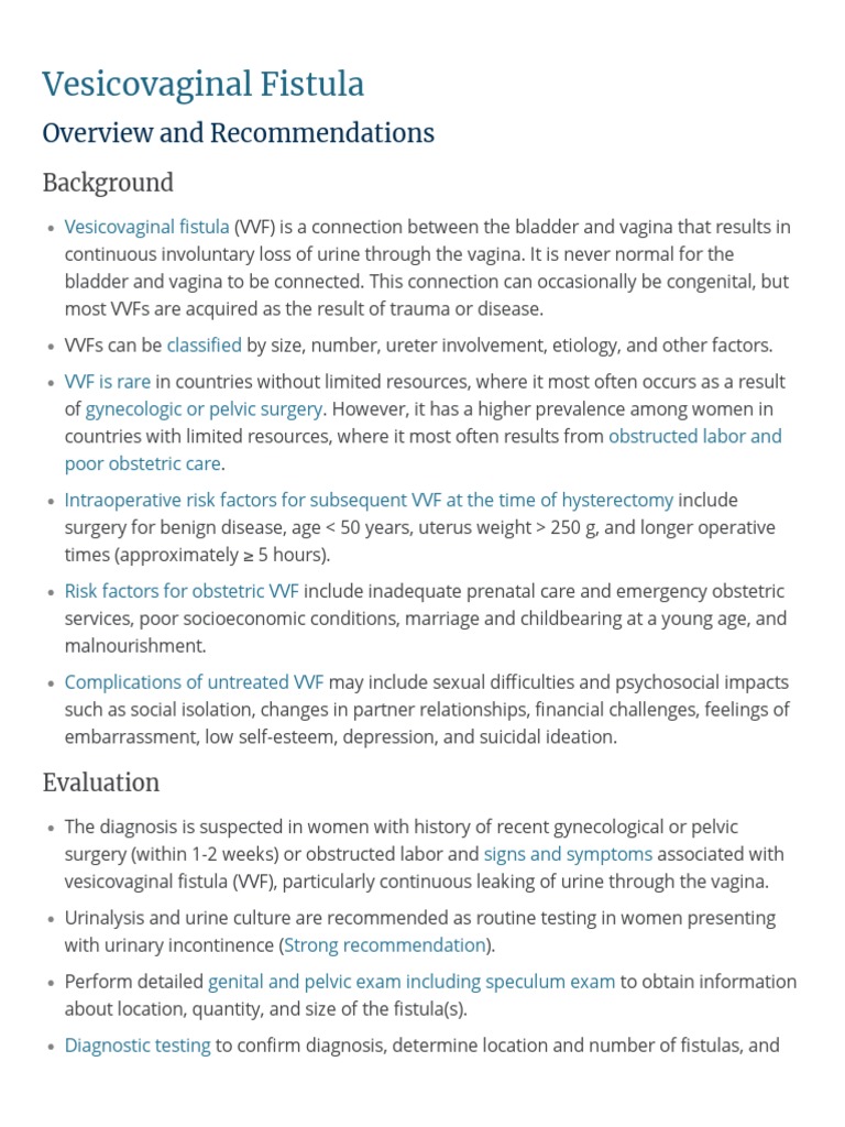 Vesicovaginal Fistula | PDF | Urinary Incontinence | Vagina