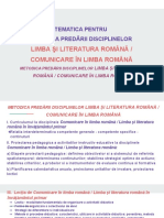 Limba Şi Literatura Română / Comunicare În Limba Română: Tematica Pentru Metodica Pred Rii Disciplinelor