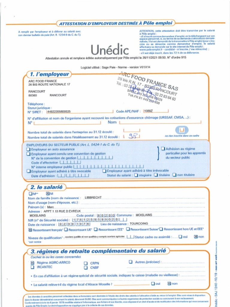 comment obtenir une attestation pôle emploi de 1982