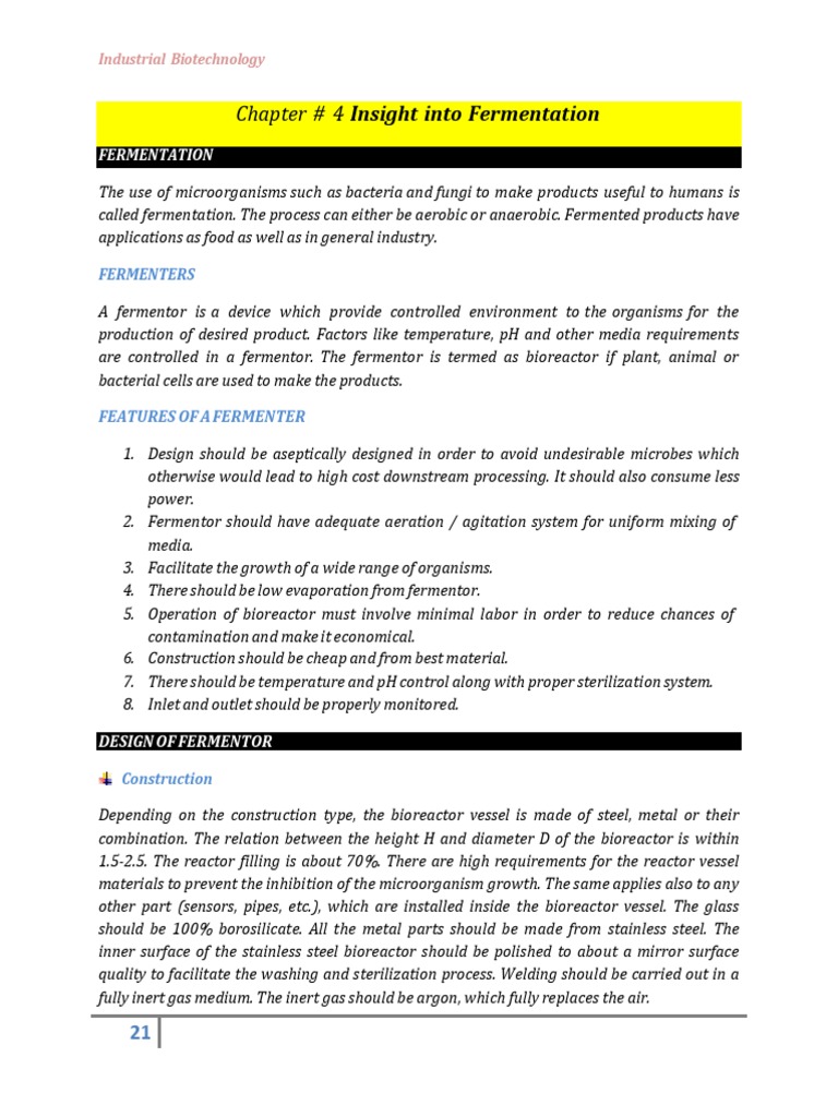 Fermentation and Fermenter Design Guide | PDF