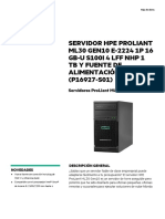 Servidor Hpe Proliant ML30 Gen10 E-2224 1P 16gb-U S100i 4LFF NHP 1X1TB 350W (P16927-S01)