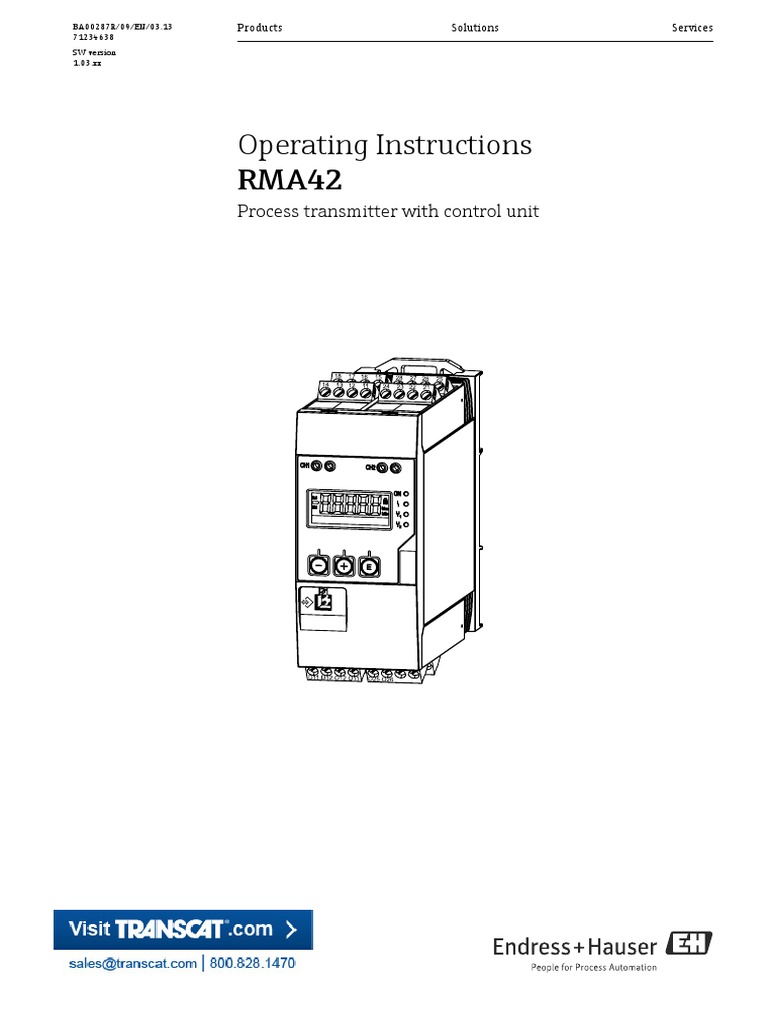 Operating Instructions RMA42 Process Transmitter With Control Unit