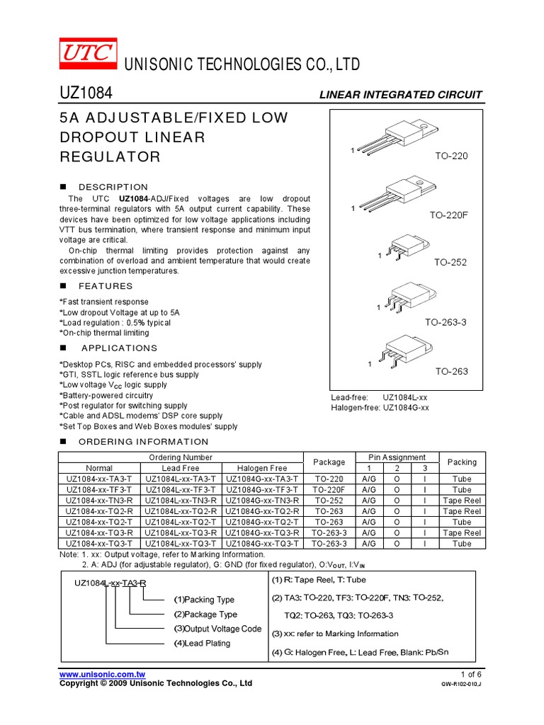 UTC UZ1084L Schematic | PDF | Electrical Engineering | Electric Power