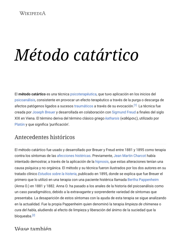 Método Catártico Wikipedia, La Enciclopedia Libre PDF