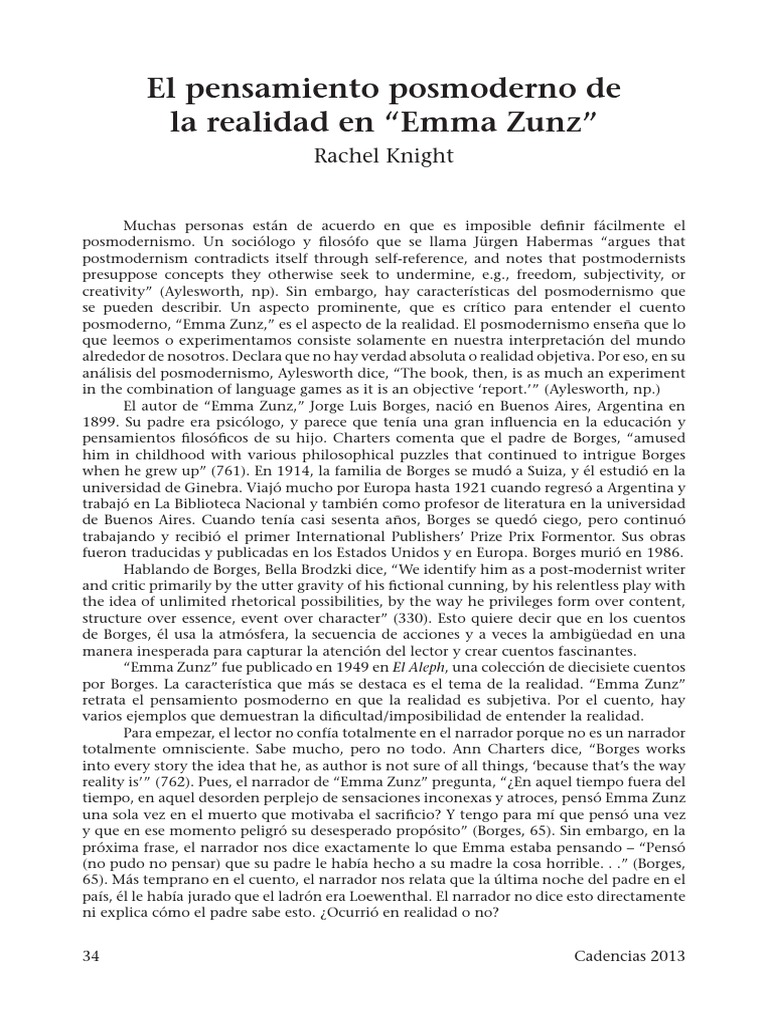 Emma Zunz Knight PDF Justicia Crimen y violencia