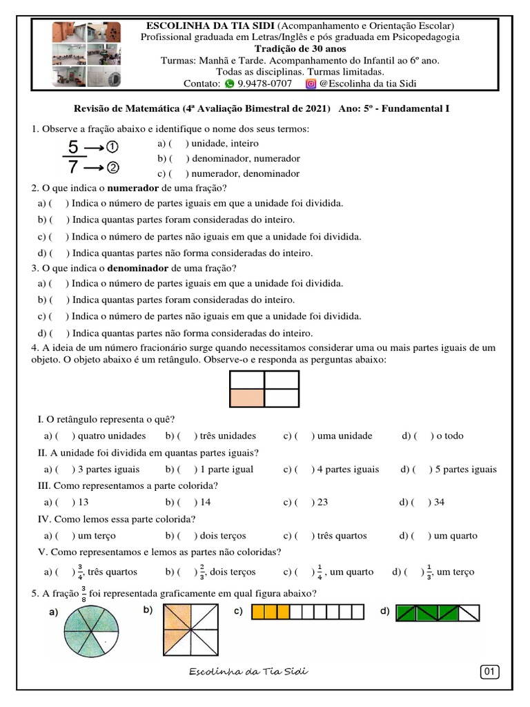 Revisão de Matemática 5º Ano (4º Bimestre) | PDF | Matemática | Aritmética