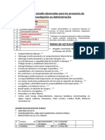 Variables de Investigación Observadas - Administración