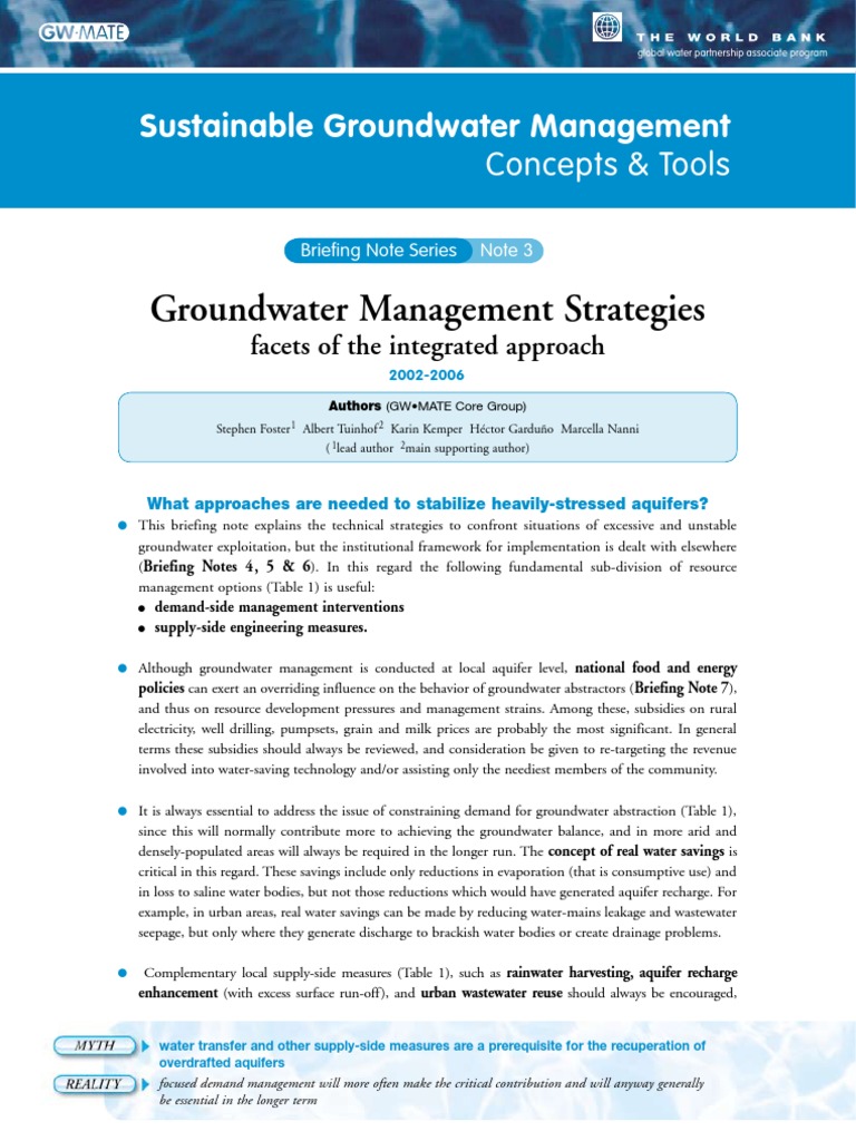 Sustainable Groundwater Management Strategies | PDF | Water Resources ...