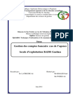 Gestion Des Comptes Bancaire:cas de L'agence Locale D'exploitation BADR Guelma