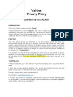 Validus Privacy Policy Summary