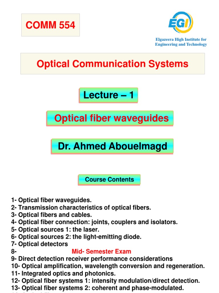 Optical Fiber Communication Overview | PDF | Optical Fiber | Fiber ...