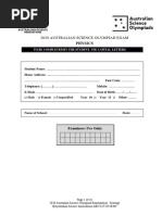 2020 Australian Science Olympiad Exam: Physics