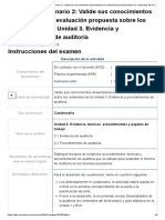 Examen - (AAB01) Cuestionario 2 - Valide Sus Conocimientos Desarrollando La Evaluación Propuesta Sobre Los Contenidos de La Unidad 3. Evidencia y Procedimientos de Auditoria Principios de Auditoria