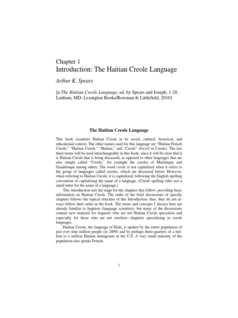 Understanding Haitian Creole Language Pdf Dialect English Language