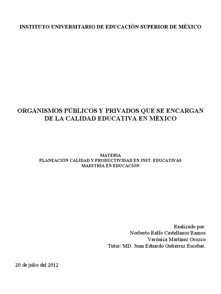 Organismos de Calidad Educativa en México | PDF | Educación más alta ...