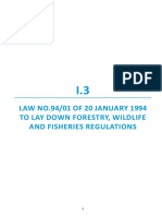 Law No.9401 of 20 January 1994 To Lay Down Forestry Wildlife and Fisheries Regulation