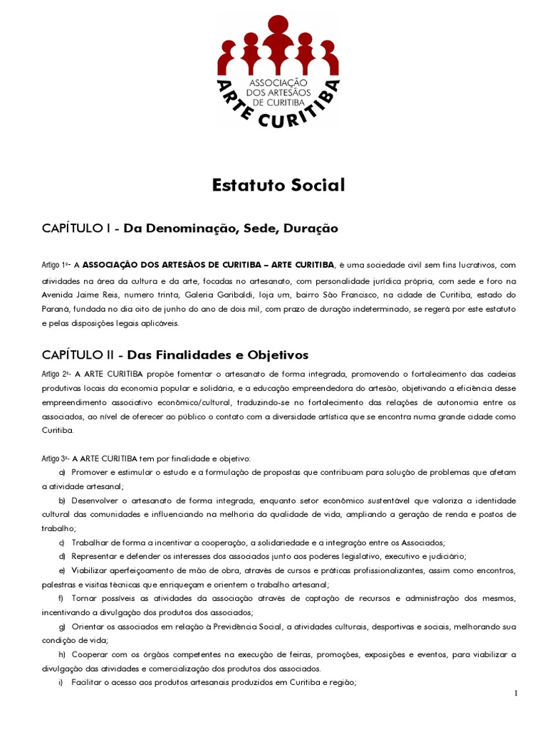 Exemplo de Estatuto de Associação | PDF | Conselho de Segurança das ...