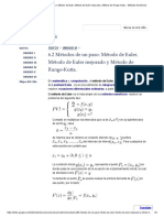 6.2 Métodos de Un Paso - Método de Euler, Método de Euler Mejorado y Método de Runge-Kutta. - Métodos Numéricos