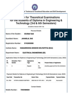 Examination Form Fillup 6 TH Sem