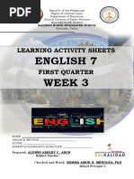 English 7 Week 3: Learning Activity Sheets First Quarter