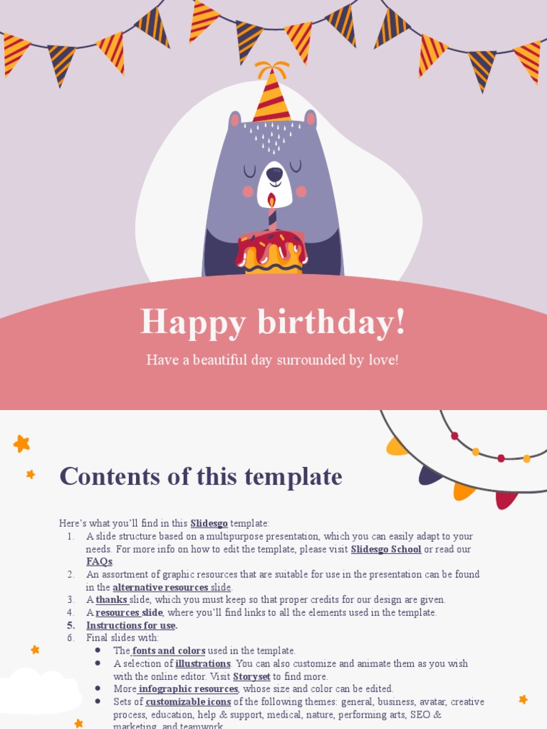 Creative Birthday Cards by Slidesgo PDF Sun Mercury