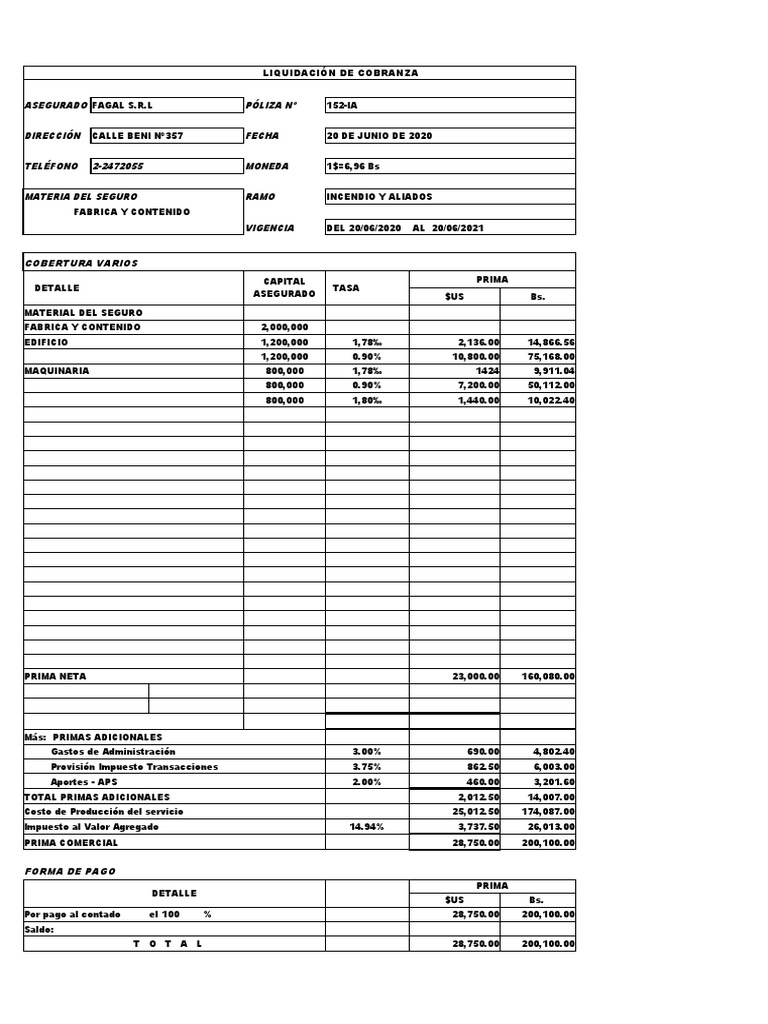 Cobranza de Seguros | PDF | Seguro | Contabilidad