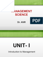 Management Science: Dr. Anr
