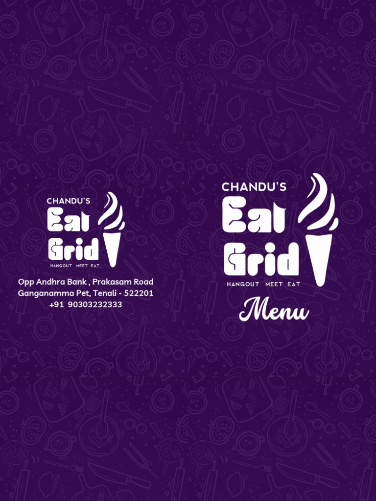 Chandu's Eat Grid Tenali Menu PDF Hamburgers Pizza