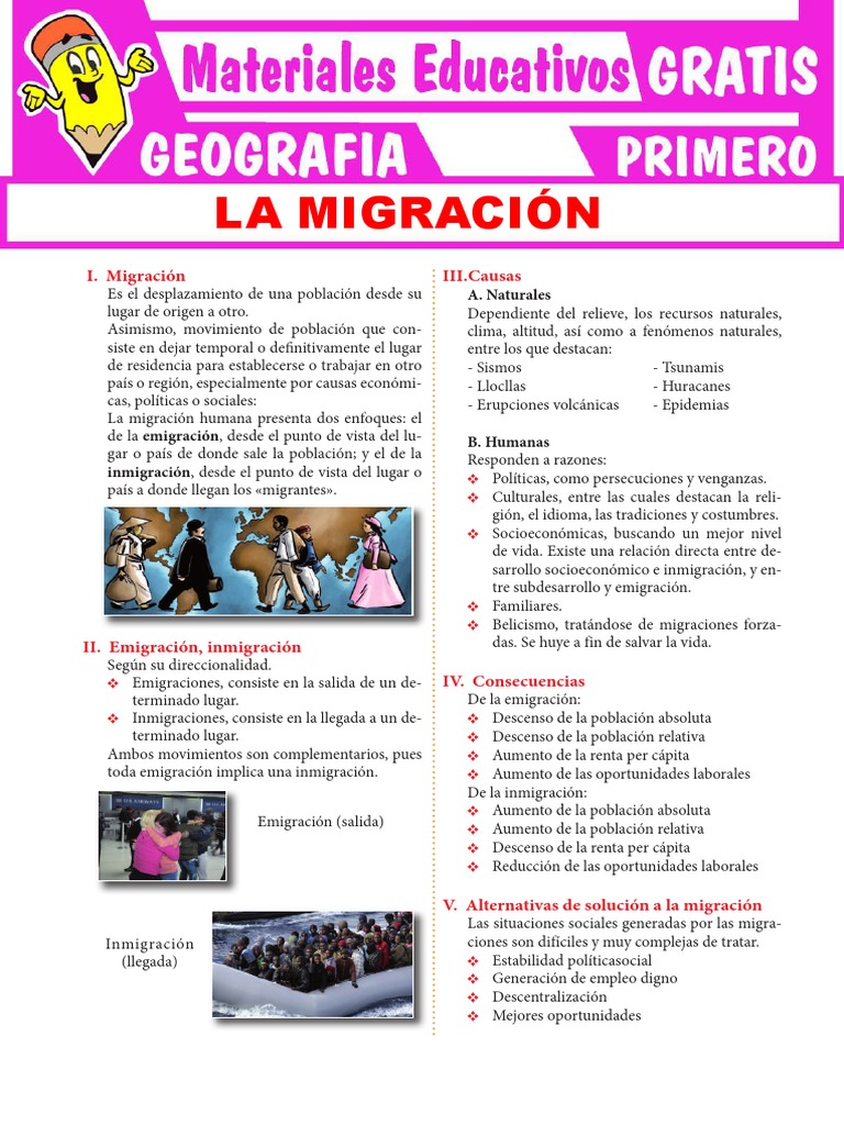 La Migración para Primer Grado de Secundaria | PDF | Migración humana ...