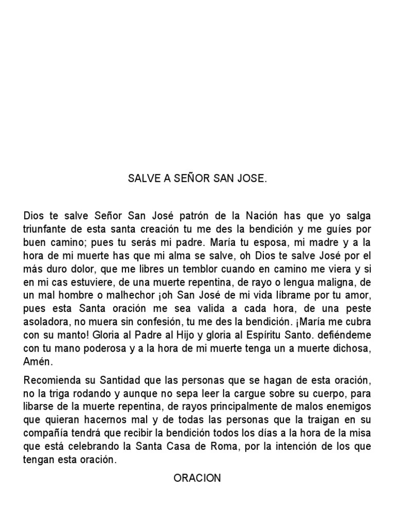 Oración a San José para la protección | PDF | Oración | María, madre de ...