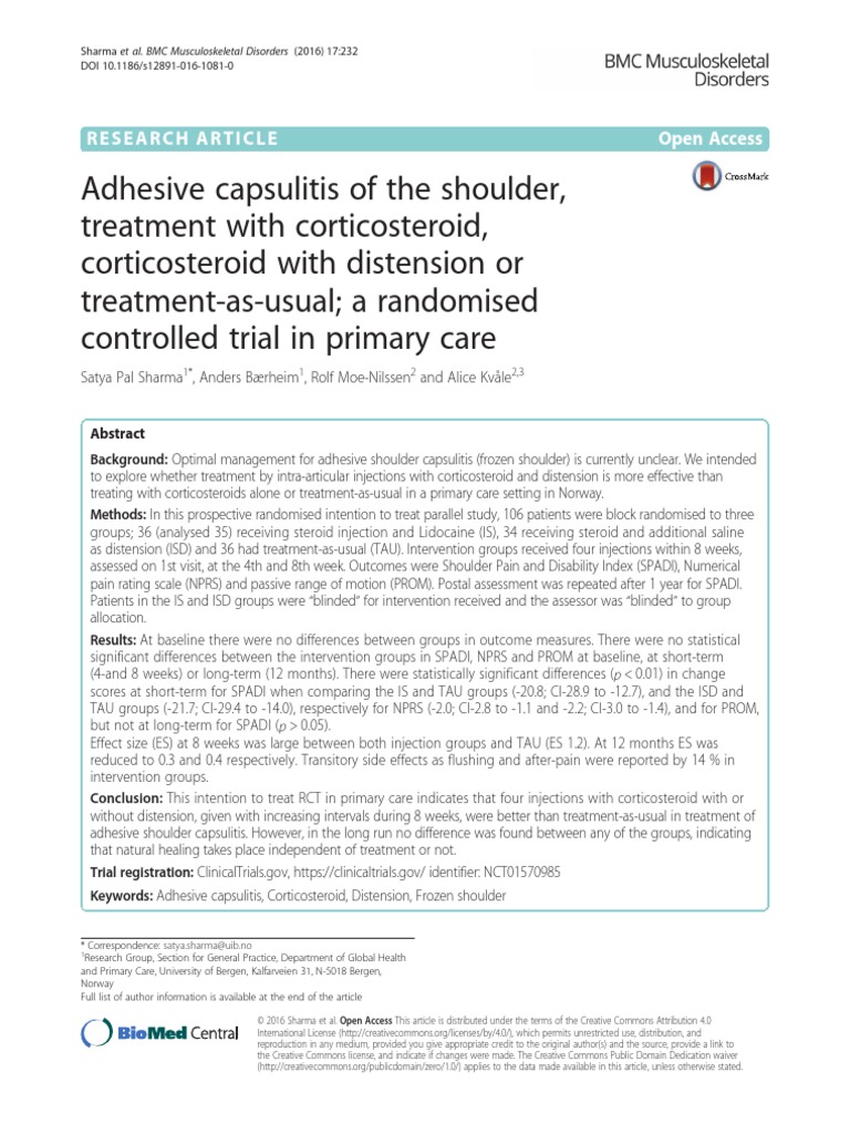 Frozen Shoulder Injection Download Free PDF Medical Specialties