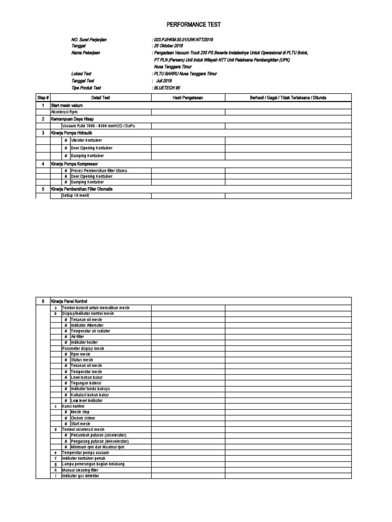 004 Form Performance Test | PDF | Teknologi & Rekayasa